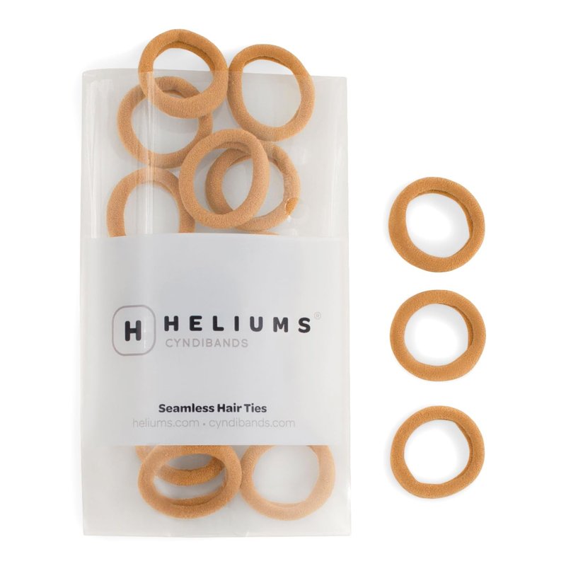 Heliums Small Hair Ties - Gold Seamless No-Damage Ponytail Holders for Kids & Thin Hair | 20 Count