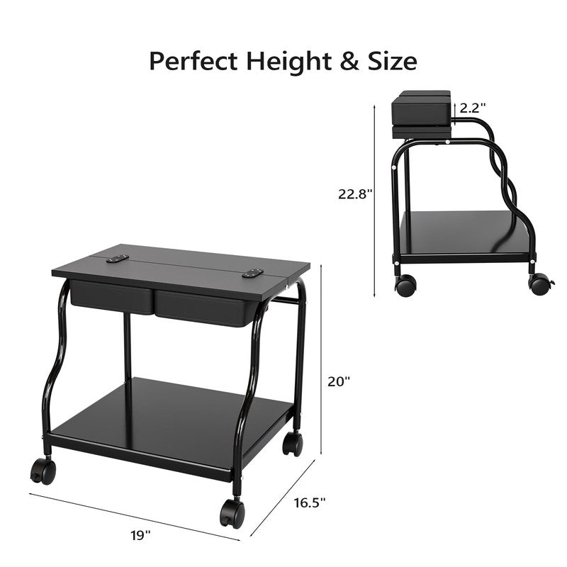 Beauty Salon Foot Bath Cart, Esthetician Trolley Cart with Lockable Wheels & Storage Shelves, Mobile Pedicure Spa Cart for Manicure Salon, Pedicure chair Stand Foot Rest, Black