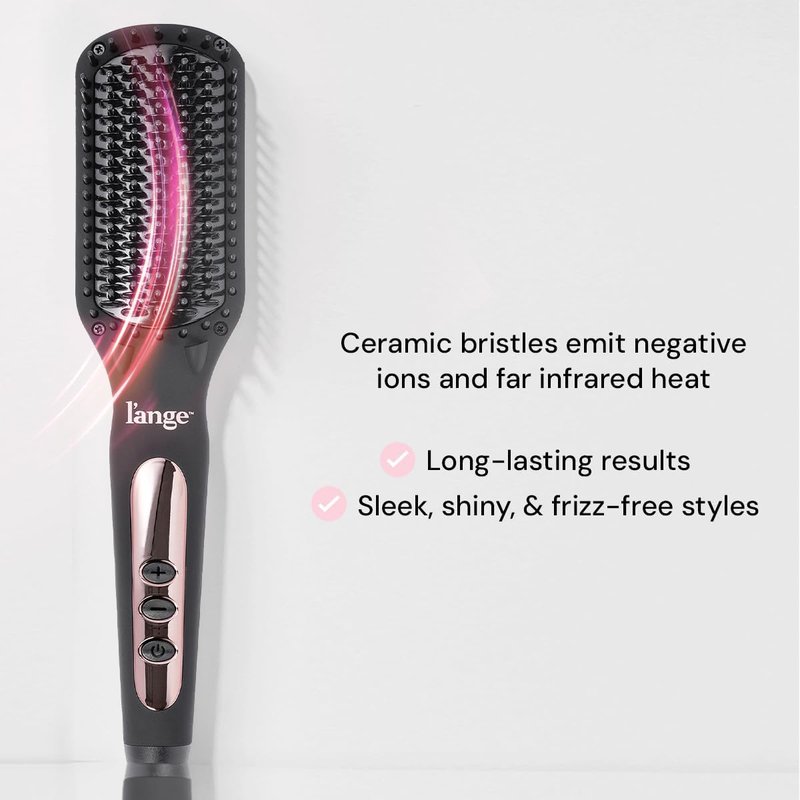L'ANGE HAIR Straightening Brush - Heated Tool for Smoother, Frizz-Controlled Hair | Dual-Voltage Ceramic Hot Brush (Black)