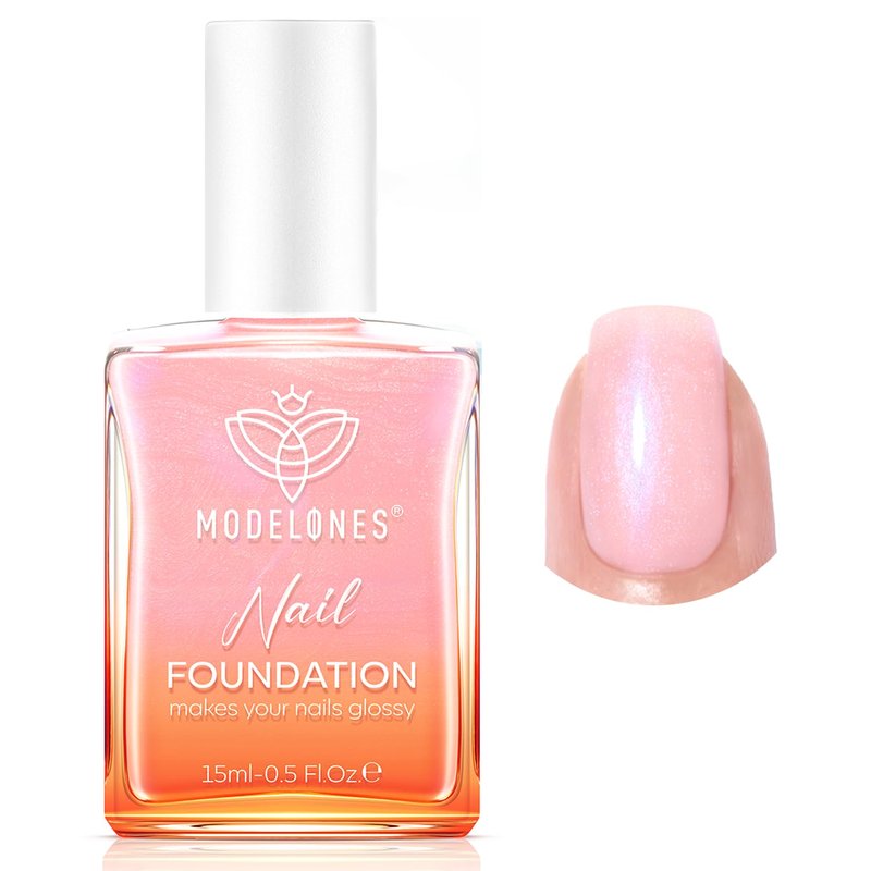 modelones Nail Strengthener, Sparkle Pink Nail Polish Nail Repair for Damaged Nails Hardener Air Dry Nail Growth Polish Natural Nail Concealer Foundation Gifts for Women 15ml