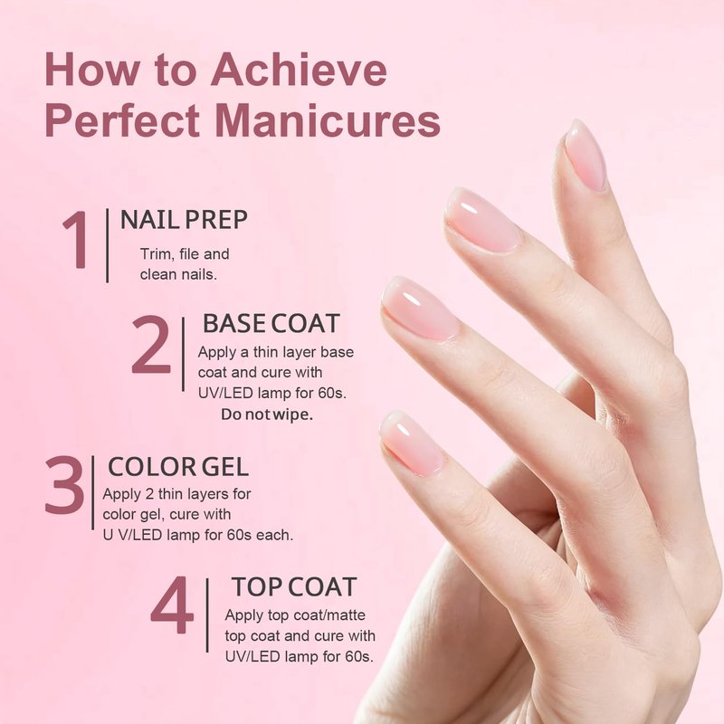 JODSONE 18ml Jelly Gel Nail Polish Crystal Pink for Salon Manicures and Nail Art DIY at Home Sheer Gel Polish Need U V Cured Gift for Women