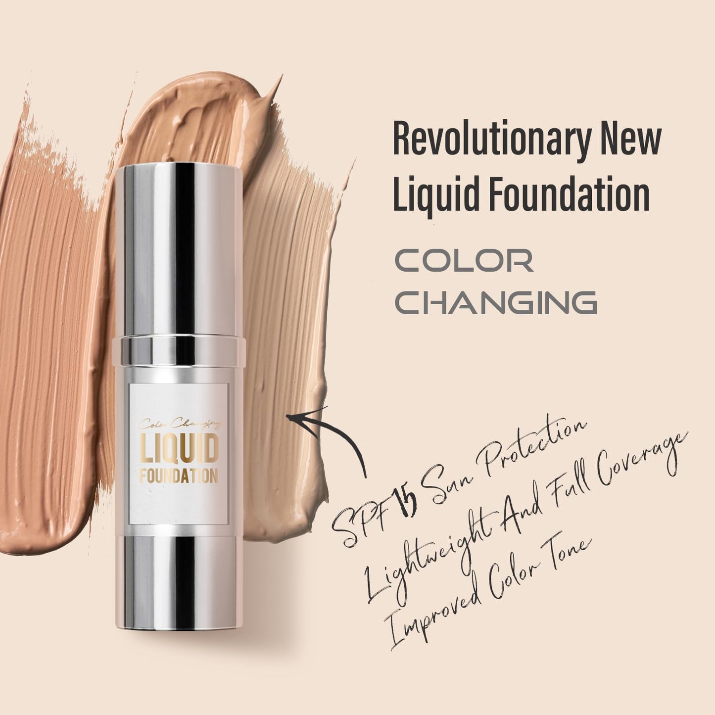 Viola House Color Changing Foundation - Lightweight Liquid Makeup for Flawless Finish | 1.0 Fl Oz (Medium Skin)