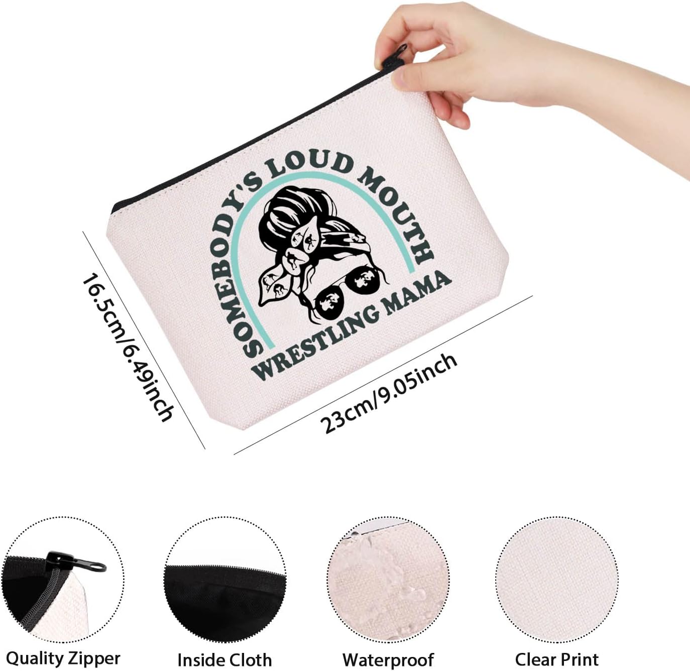TSOTMO Makeup Bag - Novelty Zipper Pouch for Moms | Fun Wrestling Mama Design