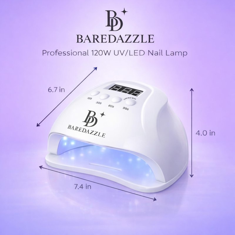 BAREDAZZLE 120W UV LED Nail Lamp for Gel Nails – Professional Nail Dryer with 4 Timers, LCD Display, Auto Sensor & Low Heat Mode – Removable Base, 36 LED Beads