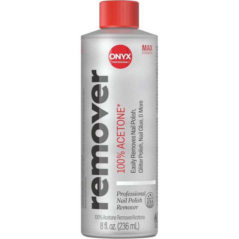 Onyx 100% Pure Acetone Nail Polish Remover Kit - Maximum Strength Gel Polish Remover with 7-Inch Nail File, 8 fl oz