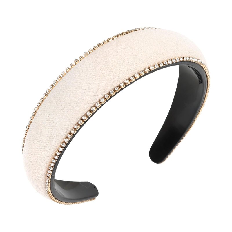 Amariver White Velvet Headbands for Women Sparkle Rhinestone Headband Padded Head Bands Fashion Crystal Hairband Soft Headband Stylish Hair Accessories for Women Girls