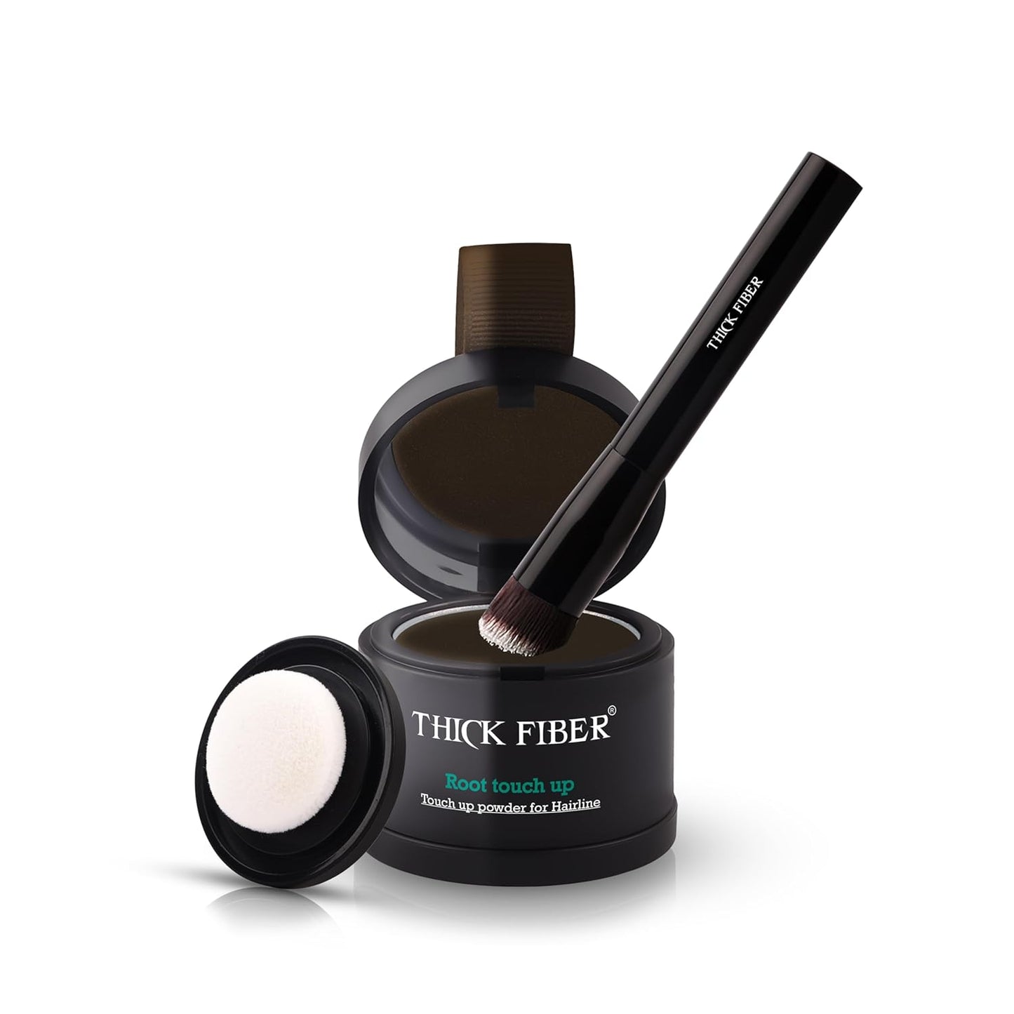 THICK FIBER Root Touch Up Powder - Covers Grey Roots & Thinning Hair - Water Resistant | Deep Dark Brown, 0.14 Oz