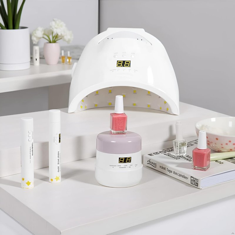 Skiennix 48W Cordless Rechargeable Nail Lamp - LED UV Light Dryer with Smart Handle & Timer Settings