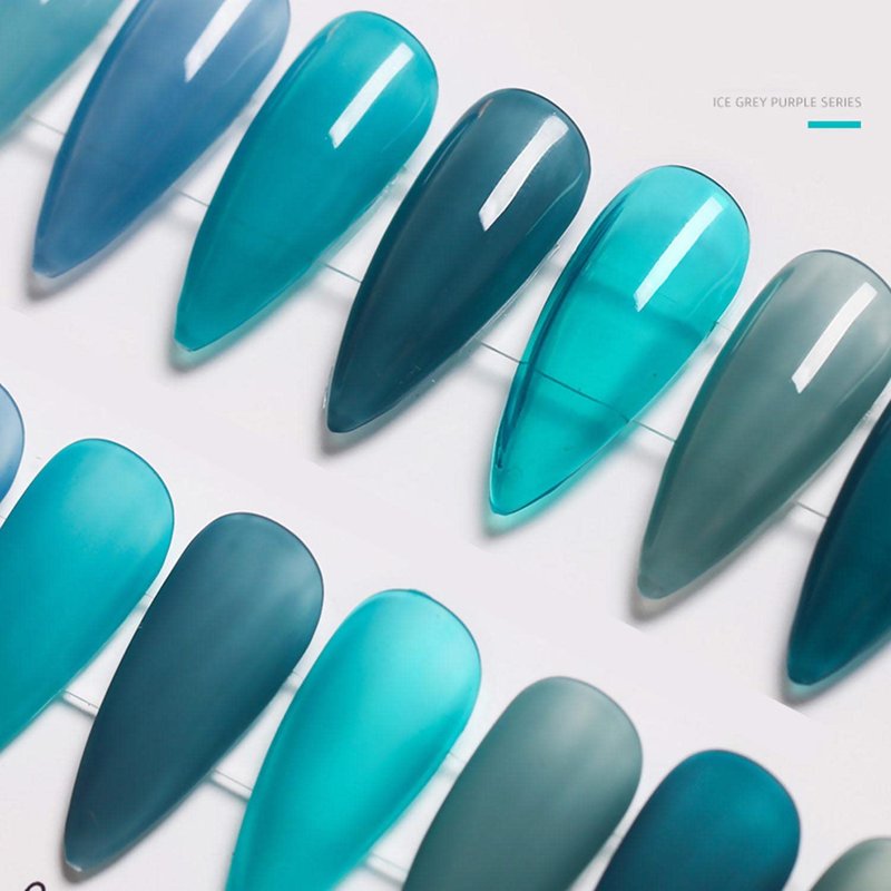Major Dijit Jelly Gel Nail Polish Set 9 Colors Navy Blue Cyan Deep Blue Translucent Crystal Nail Polish Kit Soak Off UV LED Gel Nail For Nail Art Salon DIY Home