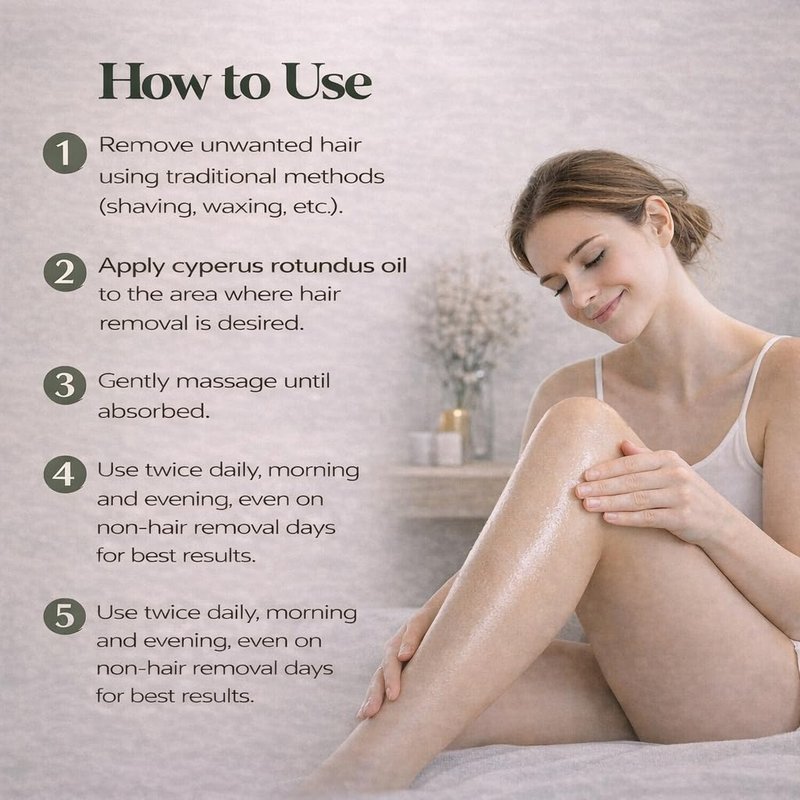 Cyperus Rotundus Oil | Cypress Rotundus Oil for Hair Removal | Reduces Hair Appearance | Soothes and Hydrates Skin,Hair Removal Oil Ideal for All Skin Types, 60ml