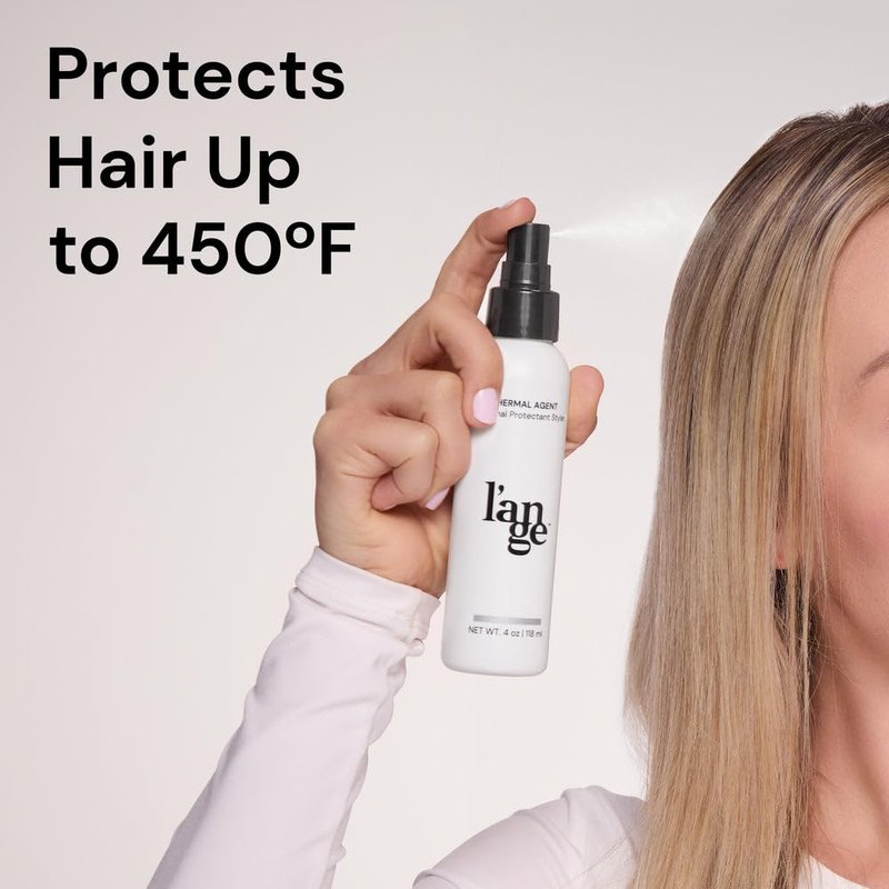L'ANGE HAIR Thermal Agent Heat Protectant Spray - 450°F Protection for Frizz Control & Shine | Lightweight & Non-Greasy, 4 fl oz