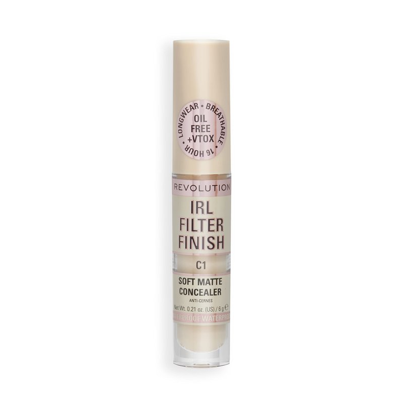 Revolution, IRL Filter Finish Concealer, Full Coverage, Oil-Free, Long-Lasting & Lightweight Formula, Infused with Hyaluronic Acid, Vegan & Cruelty-Free, C1, 0.21 oz