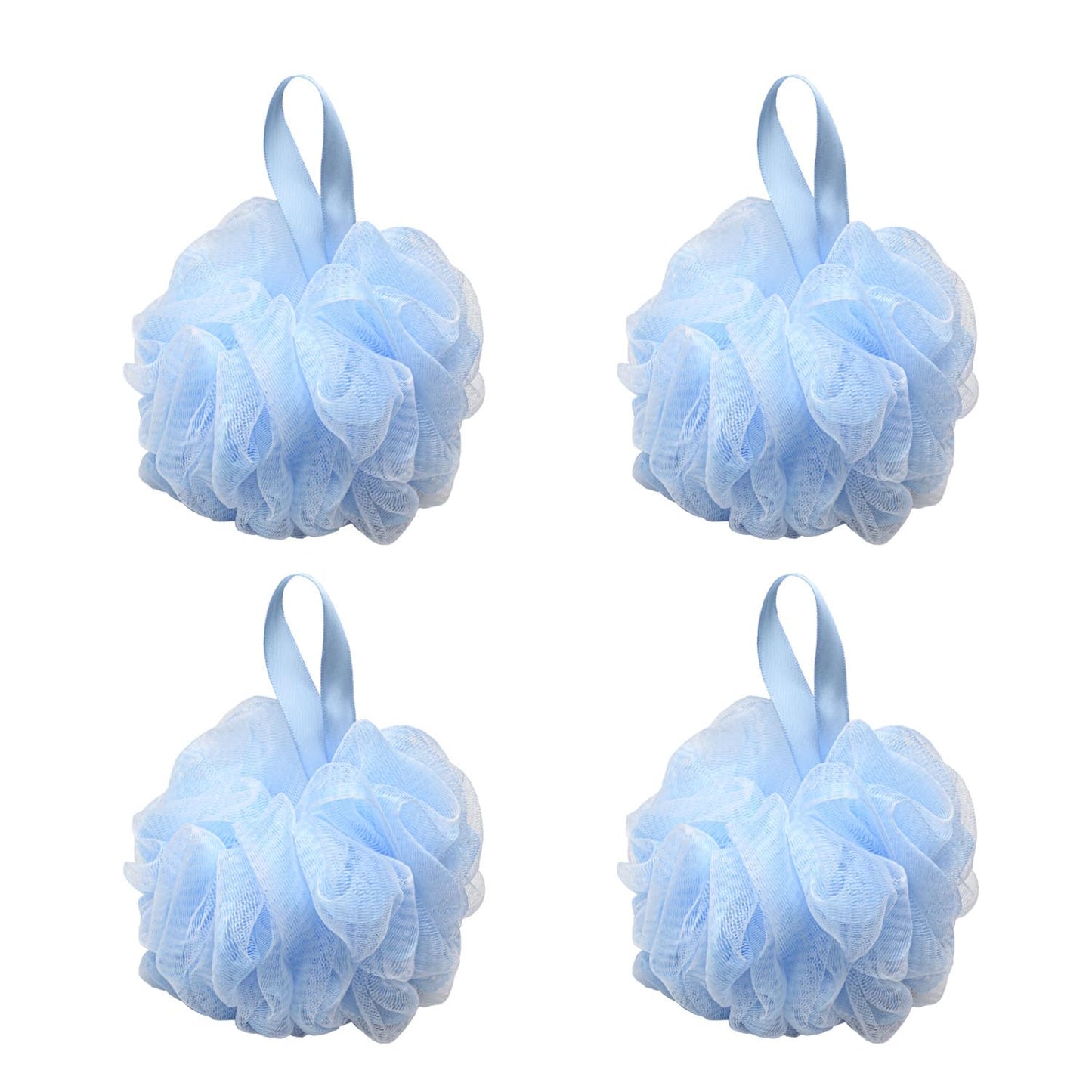 SEVENHEAD Bath Sponge Shower Loofahs,Blue,50g/Piece,Mesh Pouf Bath Scrunchies Body Wash Puff(Set of 4)