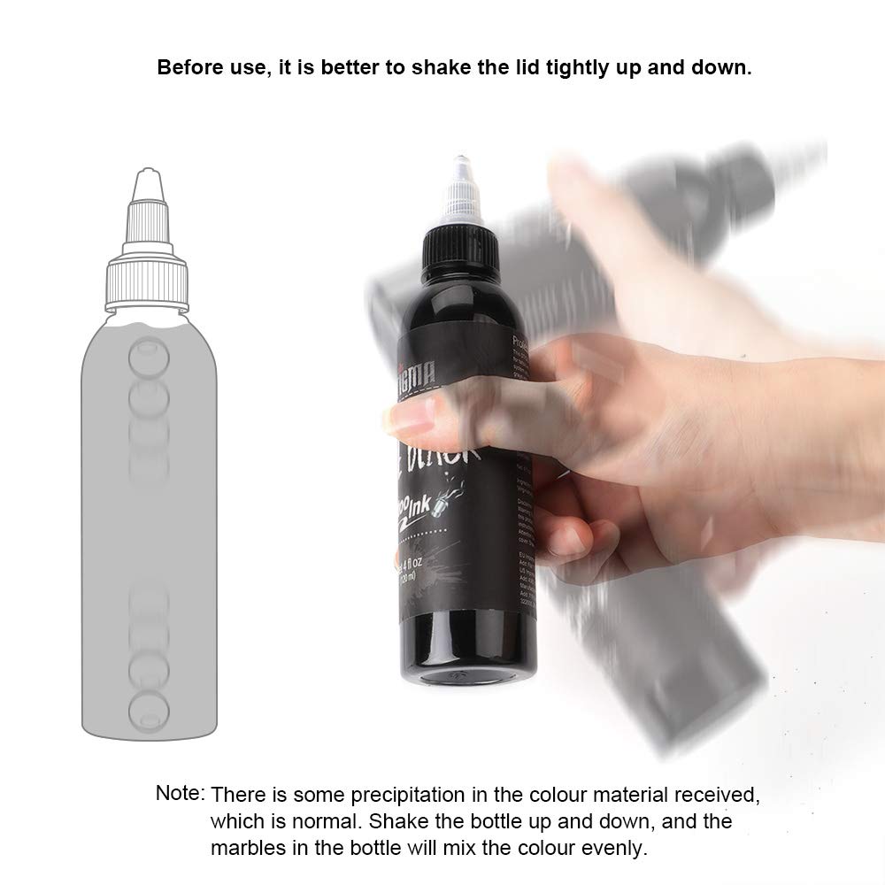 STIGMA Tattoo Ink Black 4 OZ 120ml Lining, USA Standard Tattoo Pigment Concentrated Color Evenly Vibrant and Bright