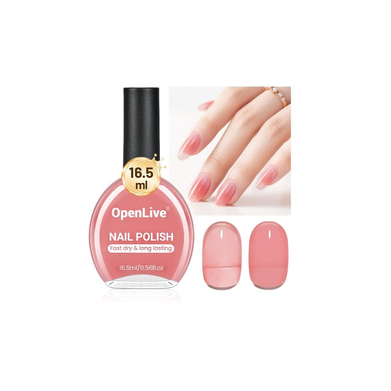 OpenLive 16.5ml Jelly Pink Nail Polish Large Volume Quick Dry Nail Polish, Long Lasting Shine, Fingernail Toenail Nail Art DIY Home Travel Nail Art Gift