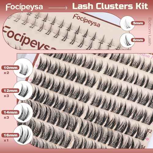 Focipeysa Wispy Lash Clusters Kit Spikes Eyelash Clusters Kit Manga Eyelash Extensions Kit with Bottom Lashes Individual Lashes Extensions Kit with Lash Bond and Seal Lash Tweezers