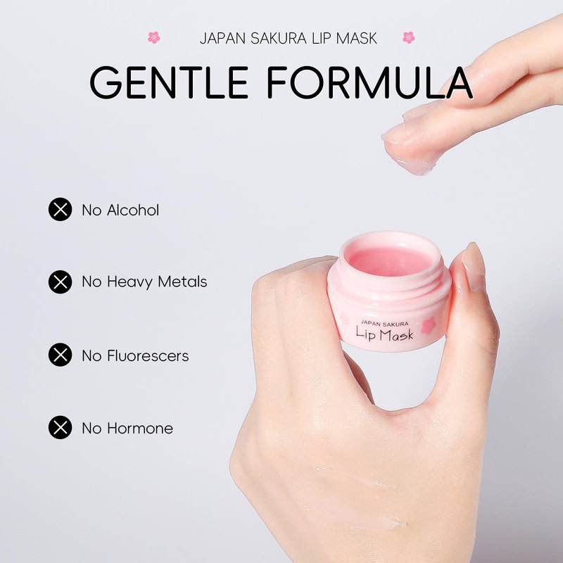 BEUKING Sakura Lip Mask Mud Overnight Anti-oxidant Day and Night Repair Sleeping Lip Balm Moisturizing Reduce Lip Line Delicate Skin for Women Prevention Dry Crack Lip Scrubs Exfoliator (15 g/0.53 oz)