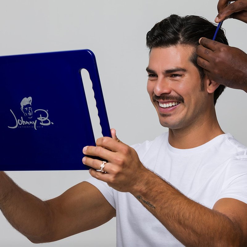 Johnny B. Large Handheld Mirror - Lightweight Rectangular Design with Double Handle for Barbers & Home Use