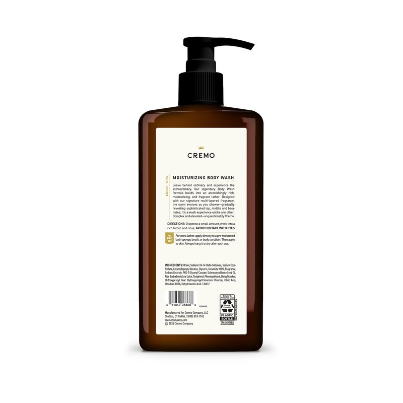 Cremo Rich-Lathering Spice & Black Vanilla Body Wash for Men, 32 Fl Oz