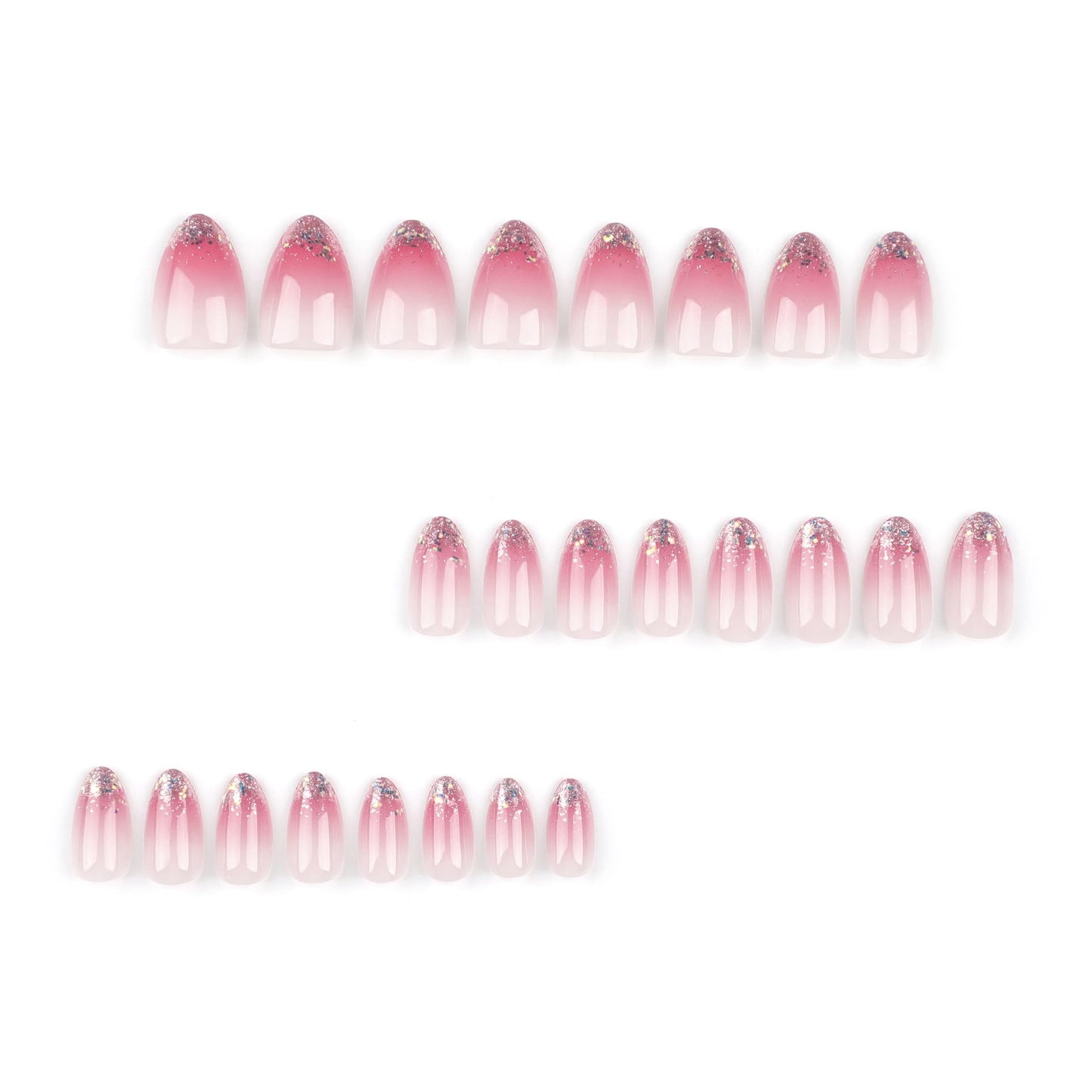 XZMeiLun Ombre Pink and White Gradient Press on Nails Short Oval Fake Nails – French Tip Acrylic Nails for Women, Golden & Shiny Artificial False Nails, Stylish Design, Suitable for Birthday Parties