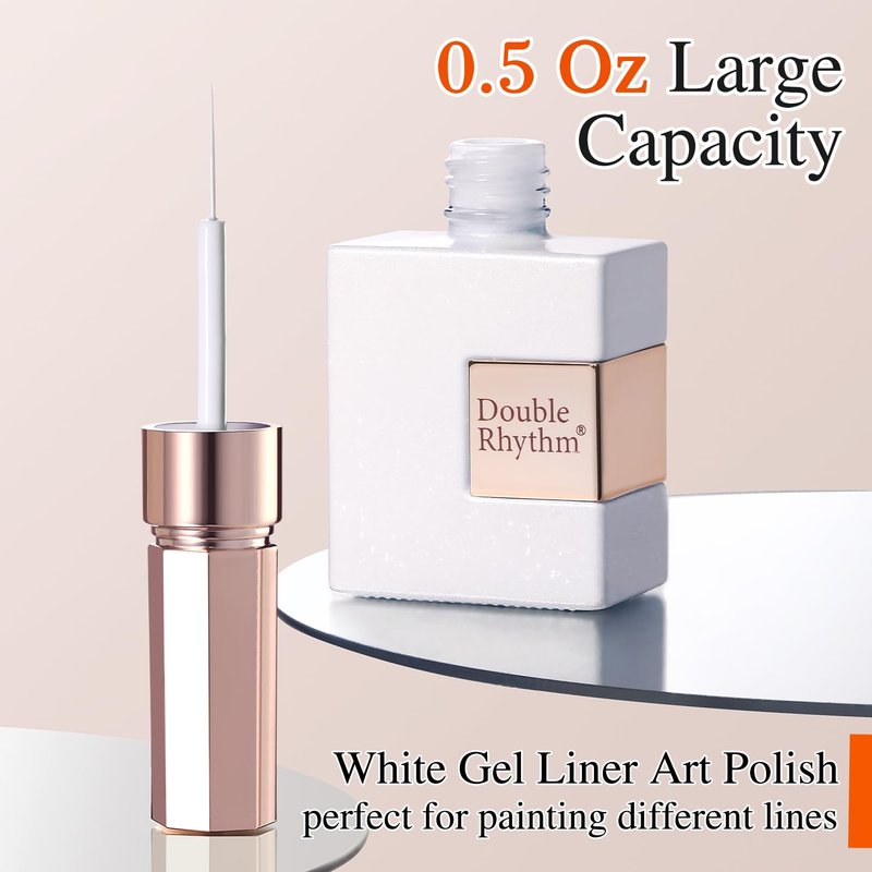 Metallic Gel Liner Nail Art - 15ml Bronze Chrome 3D Effect Polish | White Liner Art (L1006)
