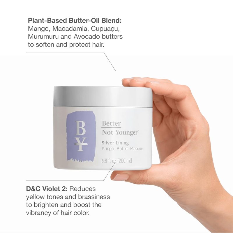 Better Not Younger Purple Hair Mask for Women 40+ | Deep Conditioning Treatment for Gray, Silver & Blonde Hair - Hydrating Butter Mask with Plant-Based Oils