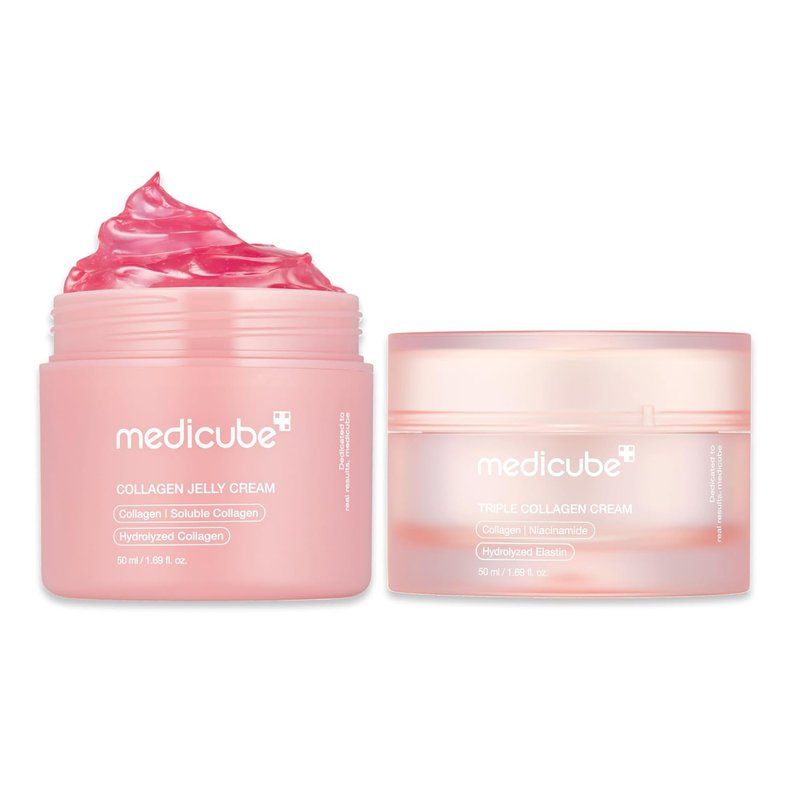 Medicube Collagen Swirl Duo - Glowing, Firmer Skin with Collagen Jelly Cream & Triple Collagen Cream | 50ml | Korean Skincare