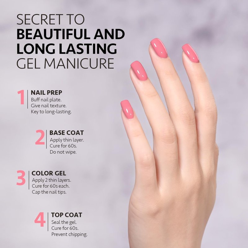 GAOY Pink Gel Nail Polish - 16ml Soak Off Formula for DIY Manicure | UV Light Cure, Cherry Pink