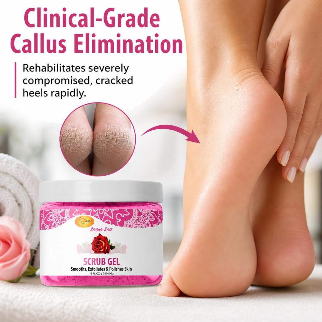 SPA REDI Exfoliating Scrub Gel – Dual-Action Pedicure Treatment for Callus Removal & Hydration, The One-Step Pedi Transformation for a 'Wow' Transformation Without Irritation 16 Oz
