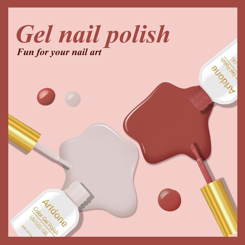 Artdone Sheer Gel Nail Polish Set Jelly UV Gel 6 Colors Translucent Milky White Pink Nude Brown Colors Nail Polish For All Seasons Neutral Soak off LED Lamp Gel Manicure Kit For Nail Art