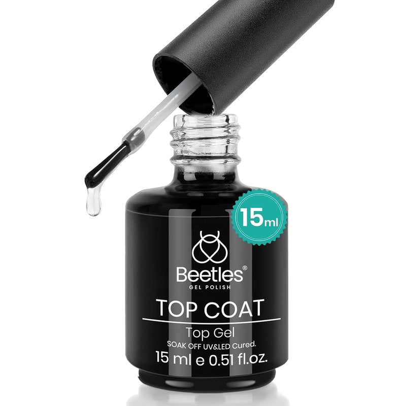 Beetles Gel Polish | No Wipe Clear Top Coat - Long-Lasting Shine Finish, 15ml Soak Off Gel for Summer Nails