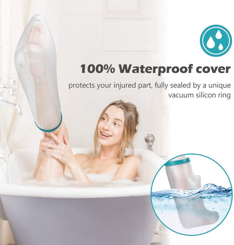 Lxuemlu 100% Waterproof Cast Shower Cover Leg Cast Cover with Non-Slip Bottom for Showering After Surgery, Adult Foot Shower Bag Cast Bag Cast Protector to Keep Wound & Bandages Dry