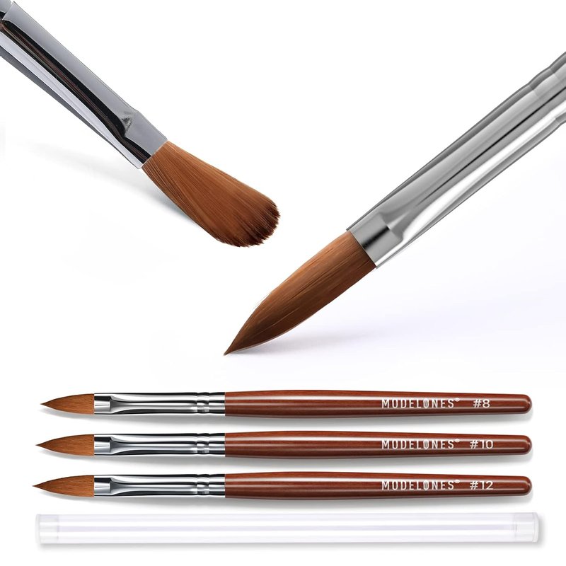 Modelones Kolinsky Acrylic Nail Brush Set - Round Brushes for Acrylic Powder & Gel Polish | Sizes 8, 10, 12