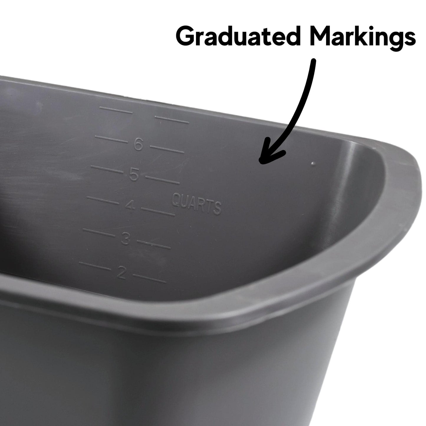 Vakly Wash Basins – Rectangular Plastic Hospital Bedside Soaking Tub (Pack of 5) Small 7 Qt Graduated Bucket - Portable Washbasin for Washing, Cleaning, Foot Bath, Dishes, Face Cleansing Bowl (5)