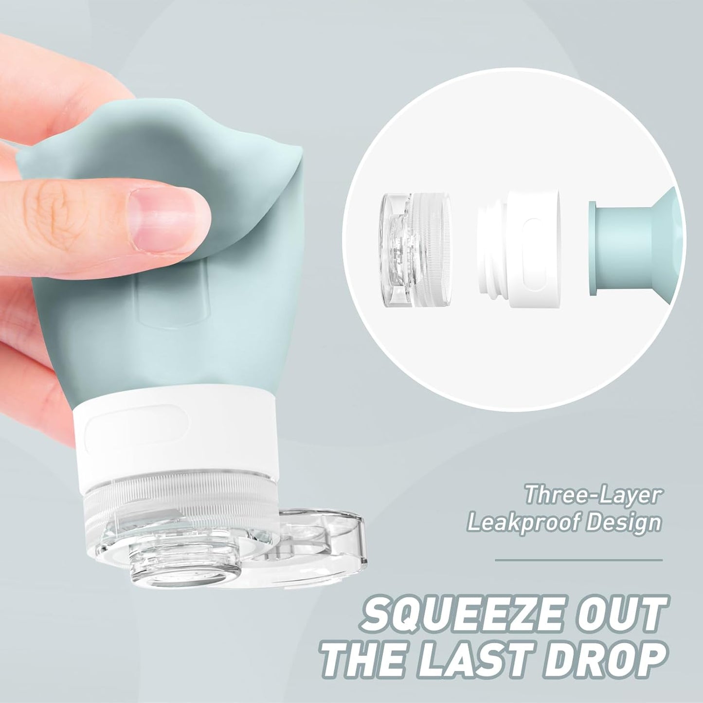 Travel Bottles for Toiletries - TSA Approved 3oz Leak Proof Silicone Containers | BPA Free Essentials Kit in Gray