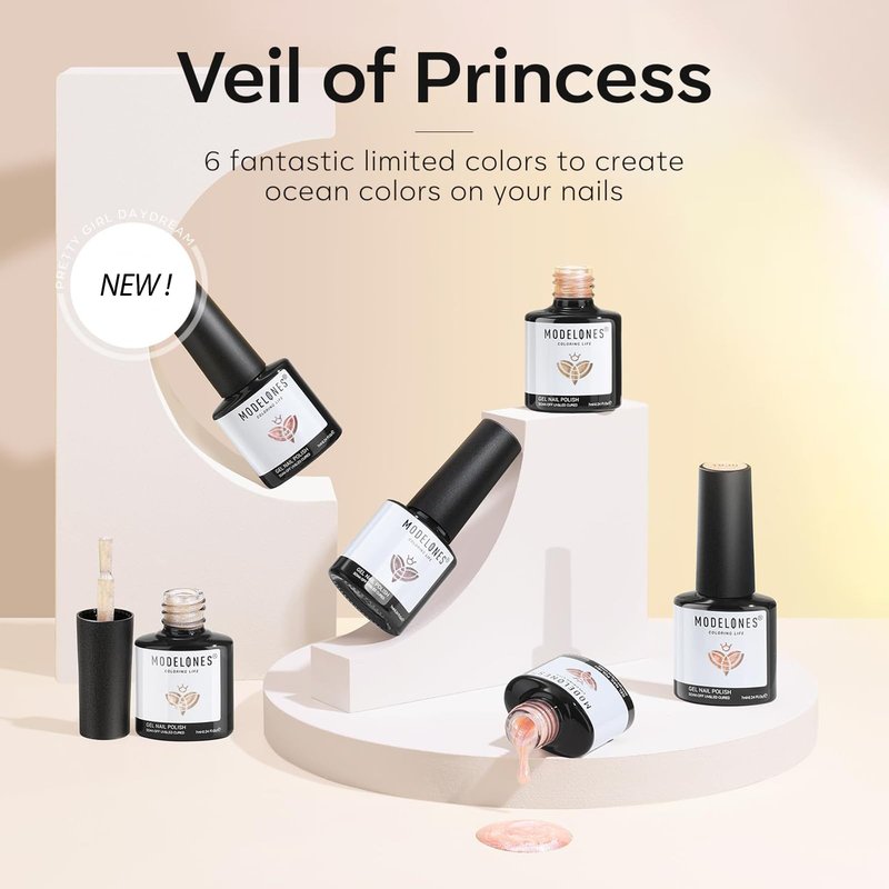 modelones Gel Nail Polish Set, Nude 6 Colors Neutral Gel Polish Skin Tone Pink Glitter Nail Polish Shimmery Pear Gel Polish Starter Kit Soak Off All Season LED Soapnails Manicure DIY Salon
