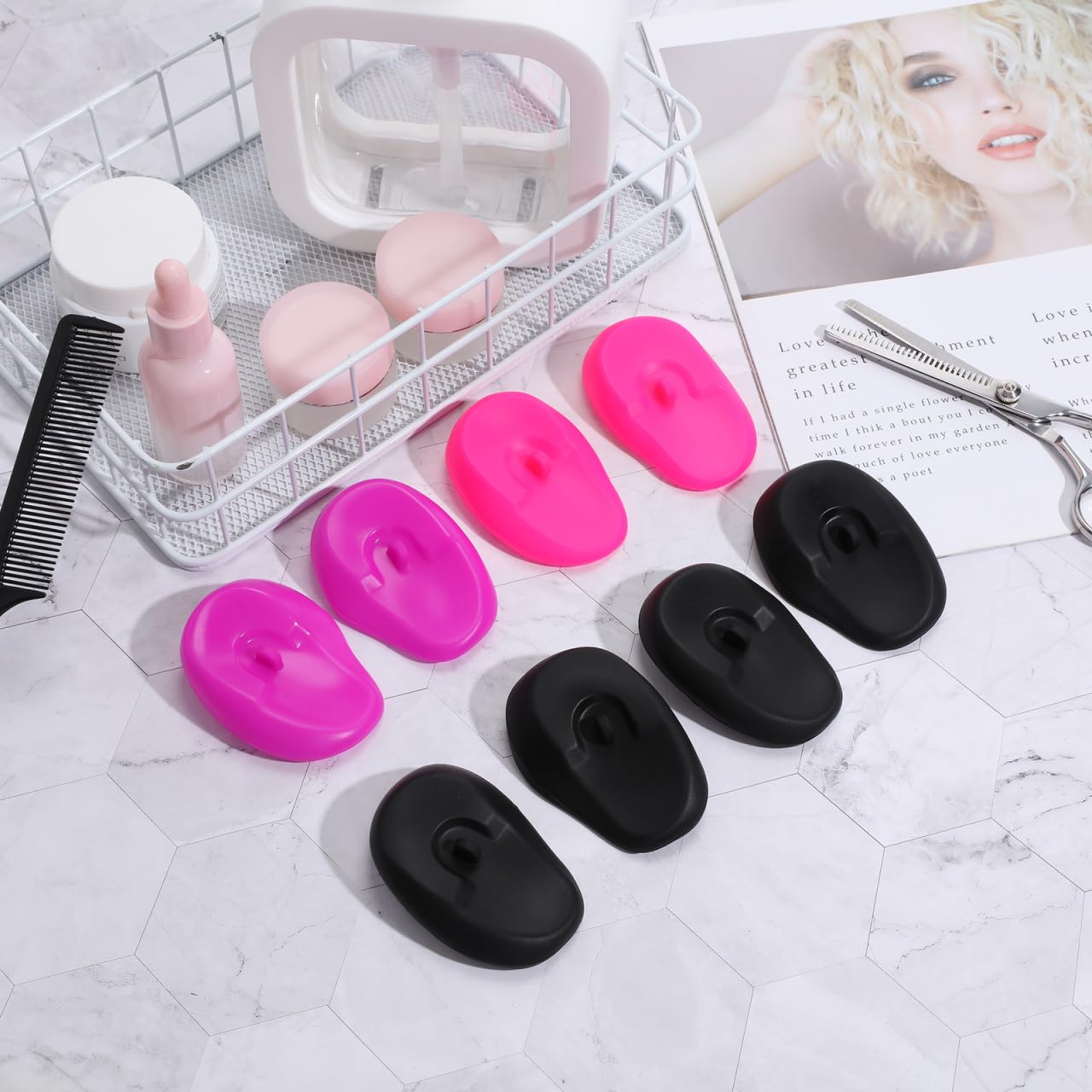 TOVINANNA Silicone Ear Protectors, 4pairs Anti-Slip Ear Covers Waterproof Ear Protective Cover for DIY Hair Dye, Washing Hair, Shower