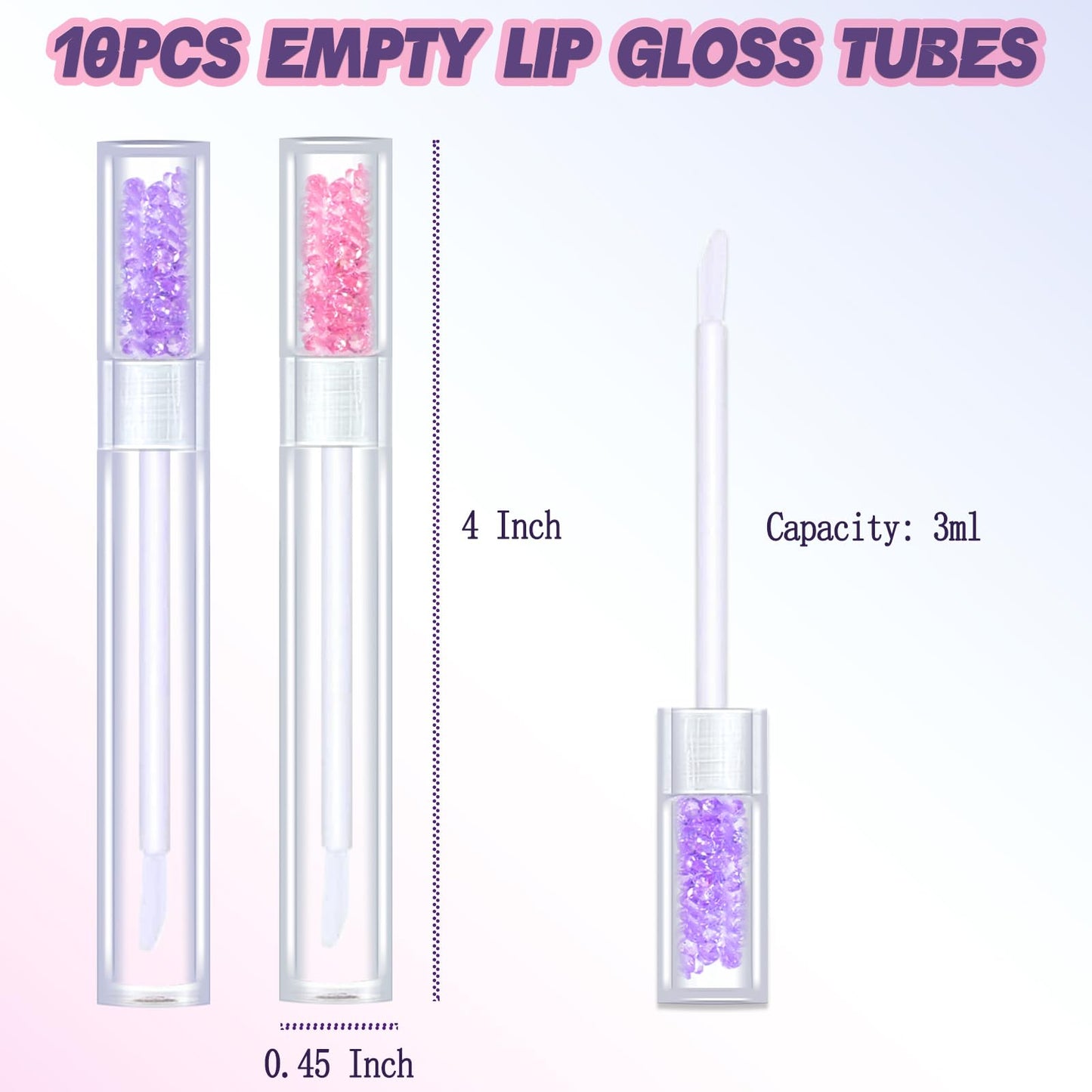 TSVATE Empty Lip Gloss Tubes,10PCS Lip Gloss Tubes 3ml Diamond Lip Gloss Tubes Empty Lip Gloss Making Supplies for DIY Beginner Makeup & Travel, Lip Gloss Containers Empty Lip Gloss Bottles
