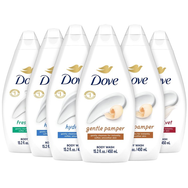 Dove Body Wash Variety Pack - Hydrating & Gentle Care | 6 x 15.2 Oz Bottles