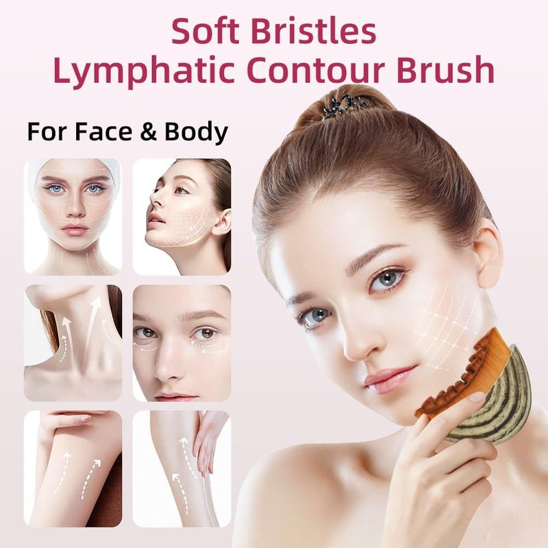 Skiennix Lymphatic Contour Face Brush - Gua Sha Tool for Jawline Sculpting & Reducing Puffiness
