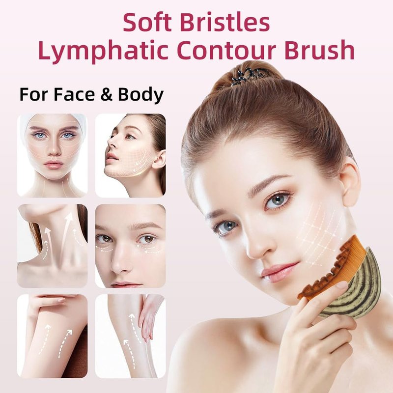 Lymphatic Contour Face Brush,Gua Sha Brush for Facial Contouring and Lymphatic Drainage Perfect for Jawline Sculpting and Reducing Puffiness