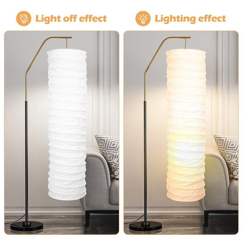 Floor Lampshade Rice Paper Lamp Shade Diploma Paper Scandinavian Style for Bedroom Living Room 36x8.7in