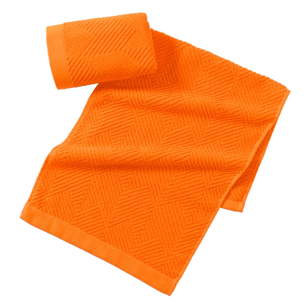 sense gnosis Super Soft Orange Hand Towels Terry Striped Weave Pattern Ultra Absorbent 100% Cotton Hand Towel for Bathroom Home Decorations 13 X 29 Inch, 2 Pieces