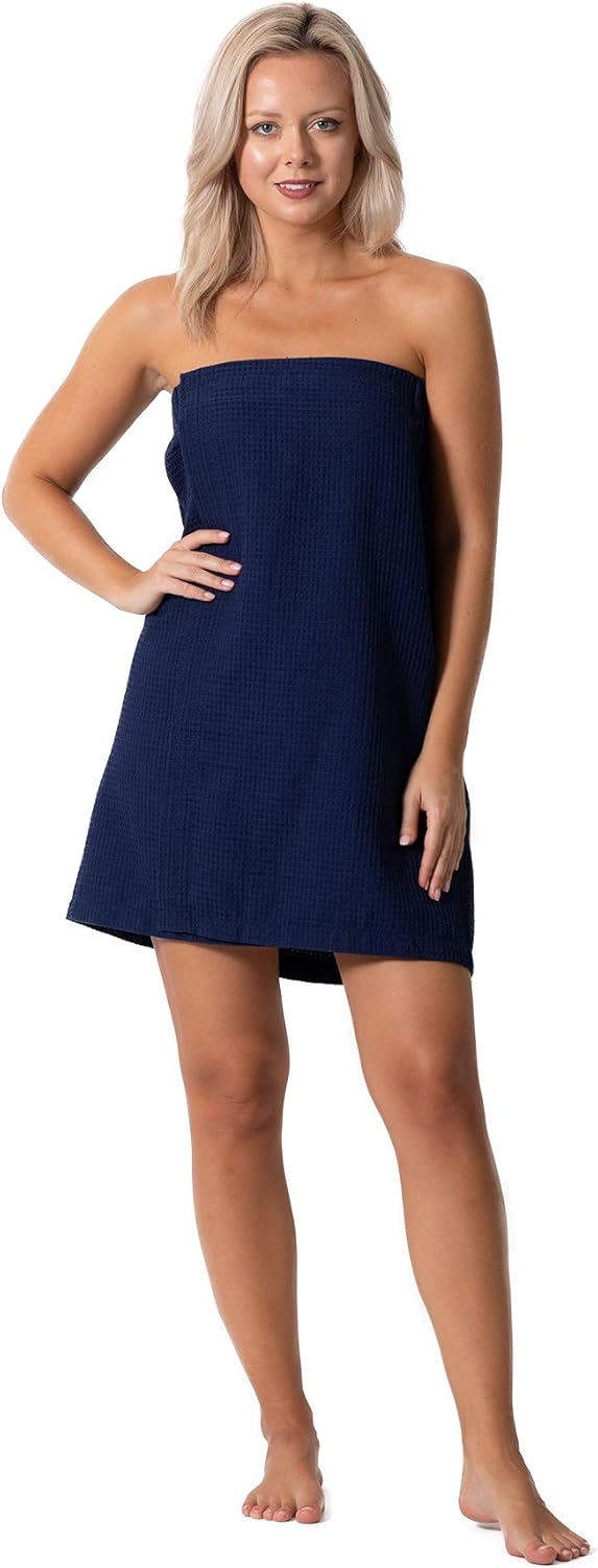 Turkish Linen Women's Waffle Spa Body Wrap - Adjustable Closure for Ultimate Comfort