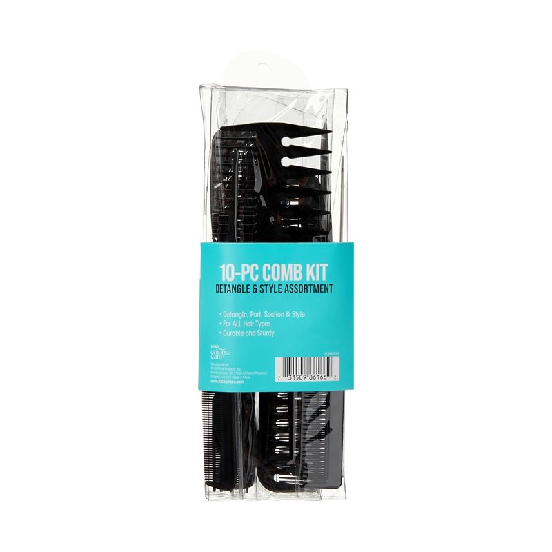 KISS Professional 10-Pc Comb Set | Detangle & Style Assortment for Effortless Hair Care