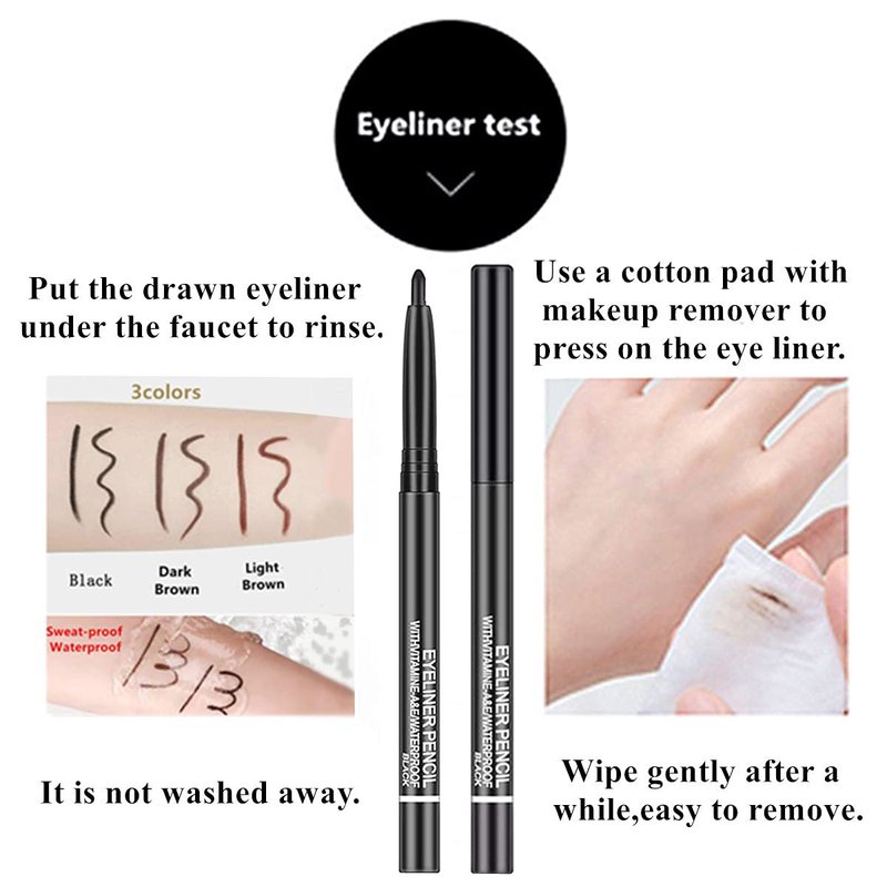 Go Ho Black,Light Brown,Dark Brown Eyeliner Pencils,6 Pack Gel Eye Liner Makeup Pencil,High Pigment Smooth Eyeliner Stick,Soft Easy to Color Eye Liner Pen