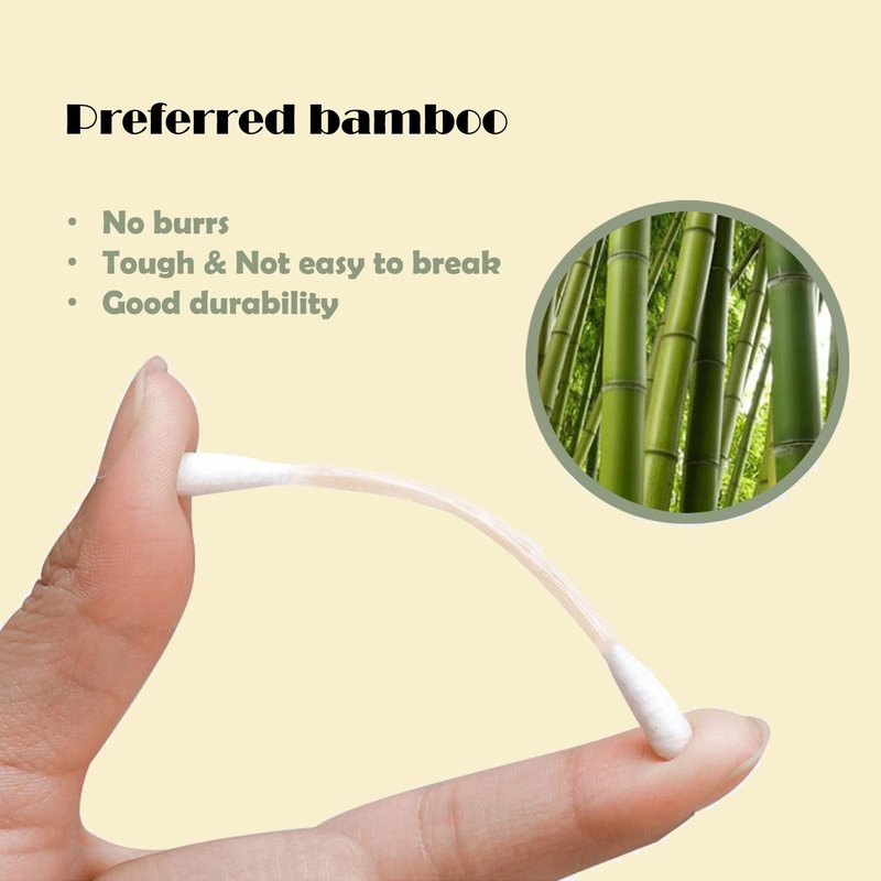Bamboo Cotton Swabs by Natural - Eco-Friendly Dual Round Tips - 500 Count Paper Pack for Home & Beauty Care