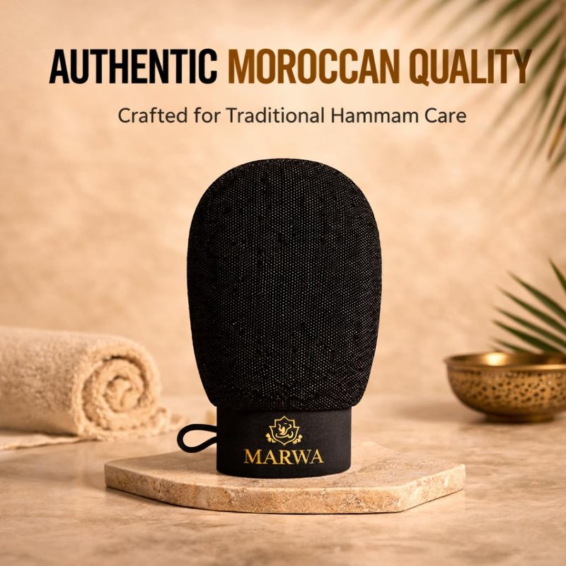 Moroccan Kessa Exfoliating Glove Rough – Deep Hammam Body Scrub Mitt by Dar Marwa – Dead Skin & Callus Remover – Heavy Duty – Made in Morocco
