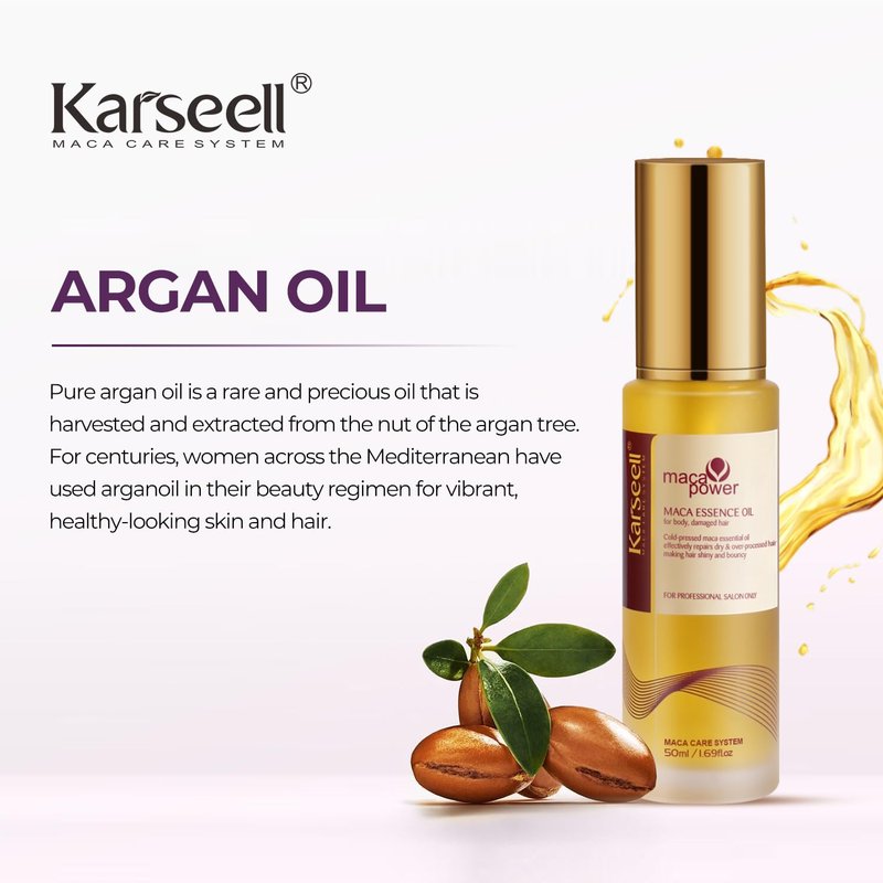 Karseell Purple Hair Mask and Argan Oil Set for Blonde, Silver and Gray Hair, Brass Toning Deep Conditioner for Color-Treated, Bleached or Highlighted Hair, 16.9 oz and 1.69 oz