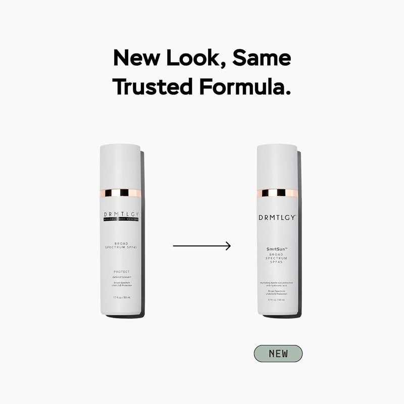 DRMTLGY SmrtSun Broad Spectrum SPF 45 Anti-Aging Sunscreen – Hybrid Zinc Oxide UV Protection with Hyaluronic Acid & Niacinamide – Lightweight, Non-Greasy, Fragrance-Free Face Sunscreen – 1.7 oz